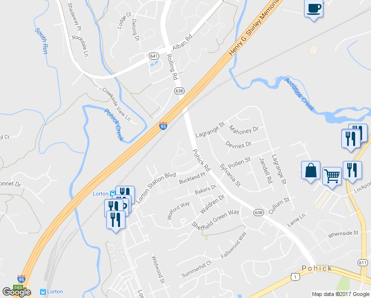 map of restaurants, bars, coffee shops, grocery stores, and more near 8809 Carpenters Hall Drive in Lorton