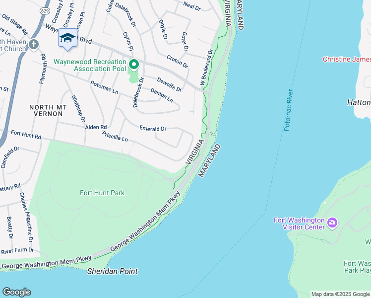map of restaurants, bars, coffee shops, grocery stores, and more near 823 Emerald Dr in Alexandria