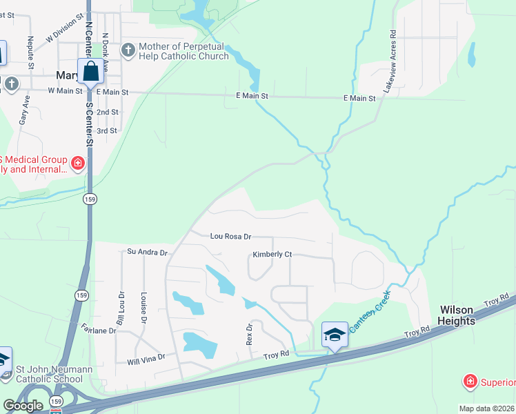 map of restaurants, bars, coffee shops, grocery stores, and more near 15 Bliss Terrace in Collinsville