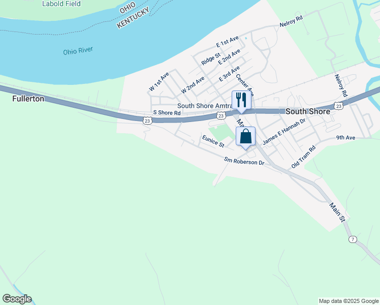 map of restaurants, bars, coffee shops, grocery stores, and more near 309-327 Sm Roberson Drive in South Shore