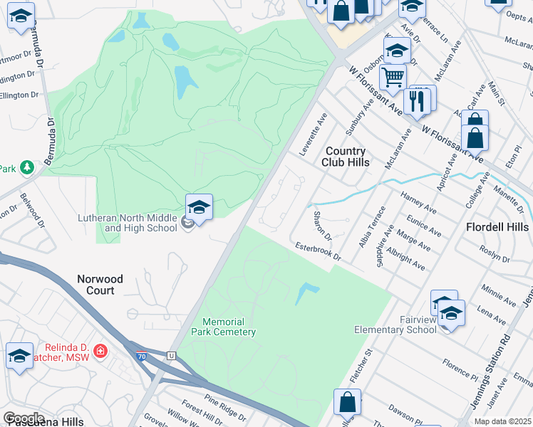 map of restaurants, bars, coffee shops, grocery stores, and more near 5629 Eagle Valley Drive in St. Louis