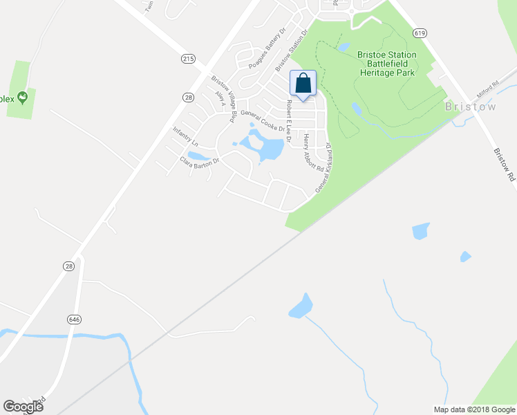 map of restaurants, bars, coffee shops, grocery stores, and more near 10865 General Kirkland Dr in Bristow