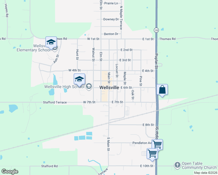 map of restaurants, bars, coffee shops, grocery stores, and more near in Wellsville