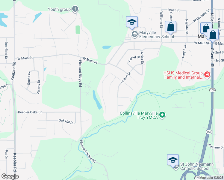 map of restaurants, bars, coffee shops, grocery stores, and more near 1037 Meadows Court in Maryville