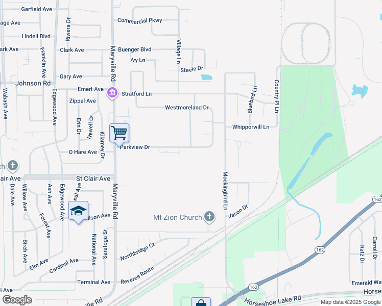 map of restaurants, bars, coffee shops, grocery stores, and more near 2689 Westmoreland Drive in Granite City
