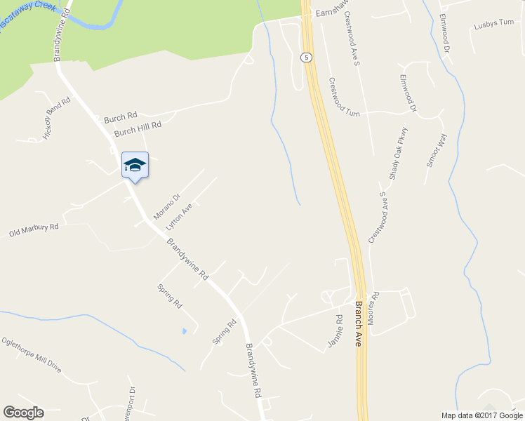 map of restaurants, bars, coffee shops, grocery stores, and more near 12600 Brandywine Road in Brandywine