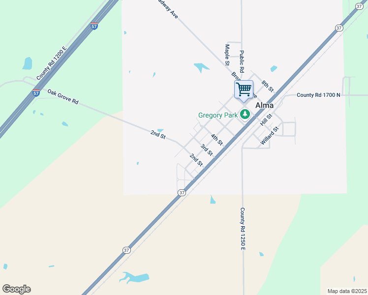 map of restaurants, bars, coffee shops, grocery stores, and more near 201 High Street in Alma