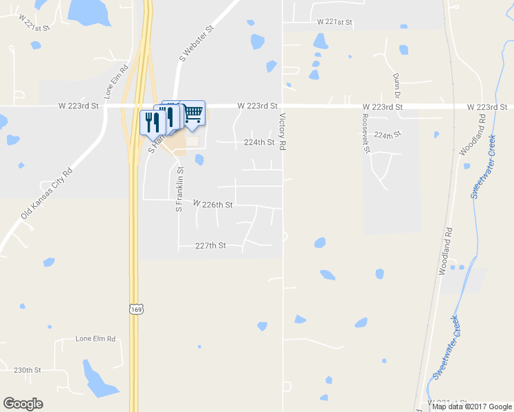 map of restaurants, bars, coffee shops, grocery stores, and more near 22376 South Madison Street in Spring Hill