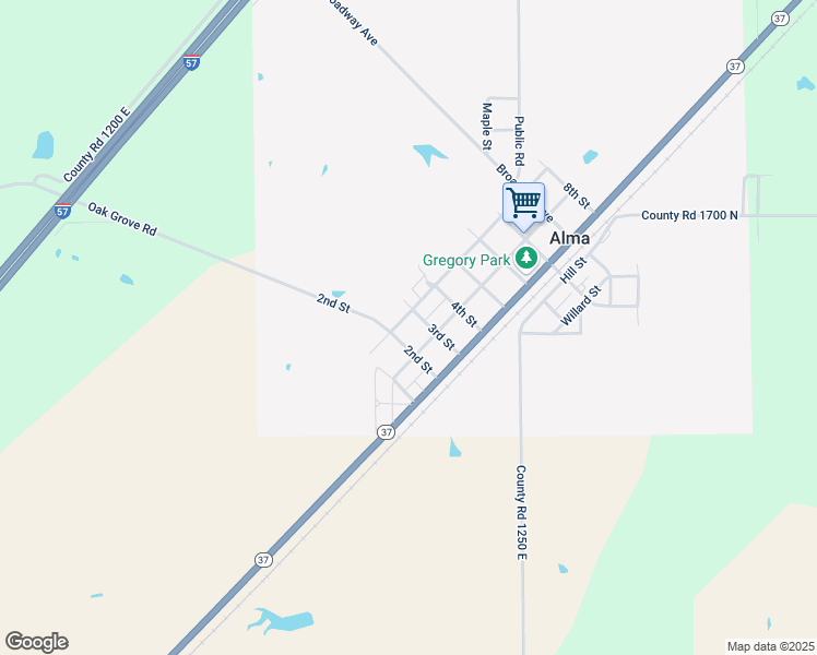map of restaurants, bars, coffee shops, grocery stores, and more near 201-305 High Street in Alma