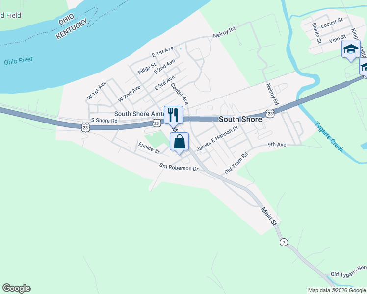 map of restaurants, bars, coffee shops, grocery stores, and more near 440 Main Street in South Shore