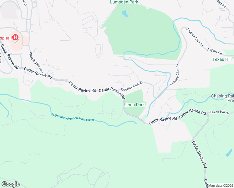 map of restaurants, bars, coffee shops, grocery stores, and more near 3607 Cedar Ravine Road in Placerville