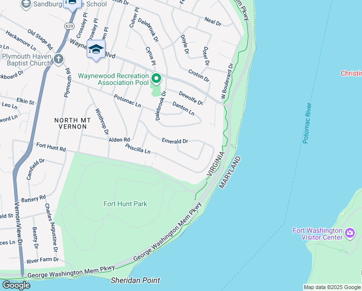 map of restaurants, bars, coffee shops, grocery stores, and more near 8801 Fircrest Place in Alexandria