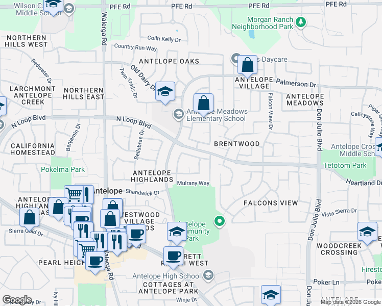map of restaurants, bars, coffee shops, grocery stores, and more near 8309 Rambleton Way in Sacramento