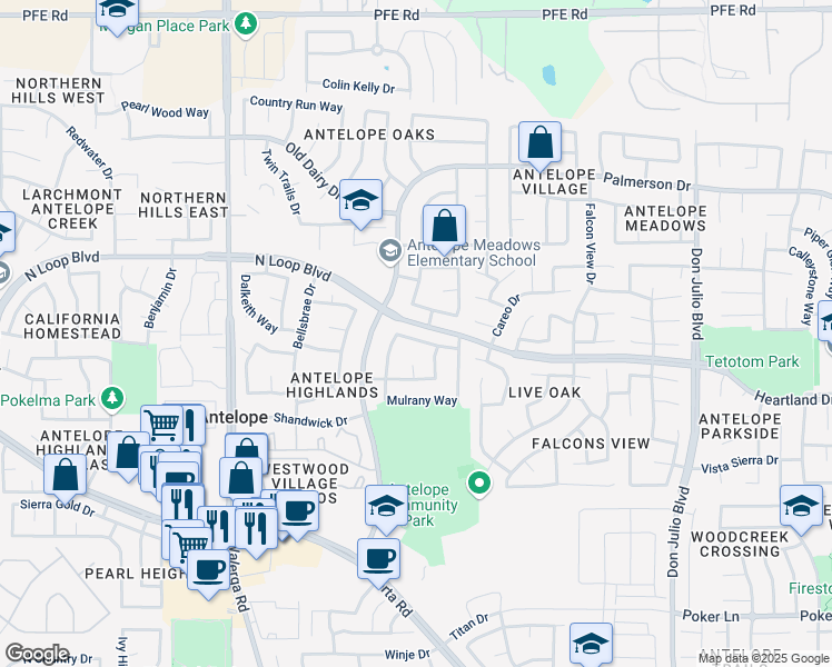 map of restaurants, bars, coffee shops, grocery stores, and more near 8313 Rambleton Way in Sacramento