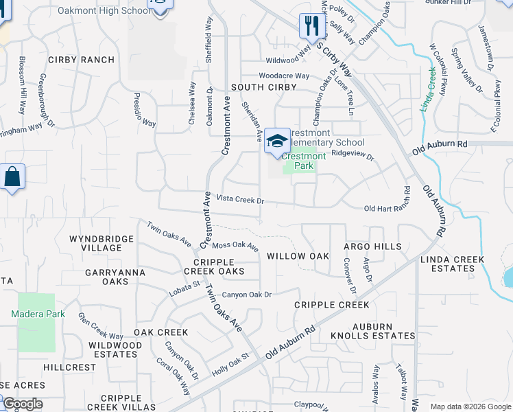 map of restaurants, bars, coffee shops, grocery stores, and more near 1531 Sheridan Avenue in Roseville