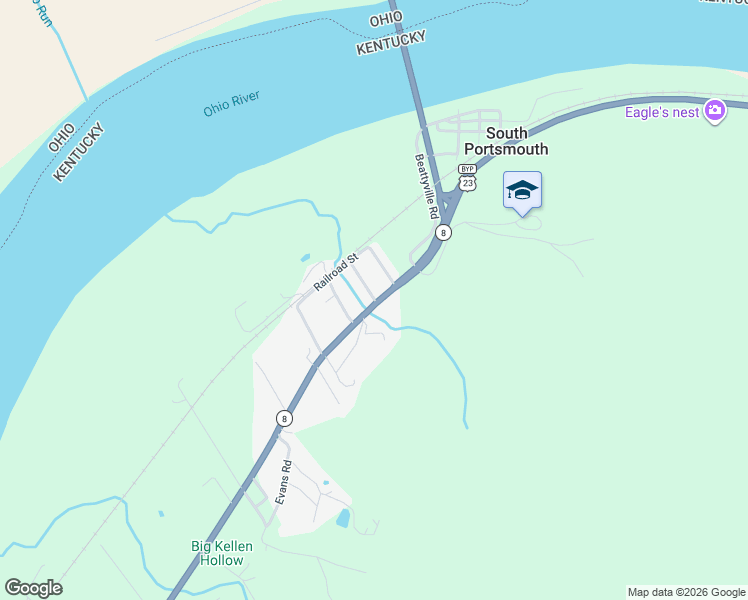 map of restaurants, bars, coffee shops, grocery stores, and more near West Felty Road in Greenup