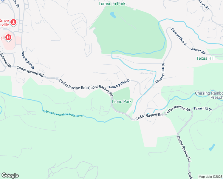 map of restaurants, bars, coffee shops, grocery stores, and more near 3607 Cedar Ravine Road in Placerville