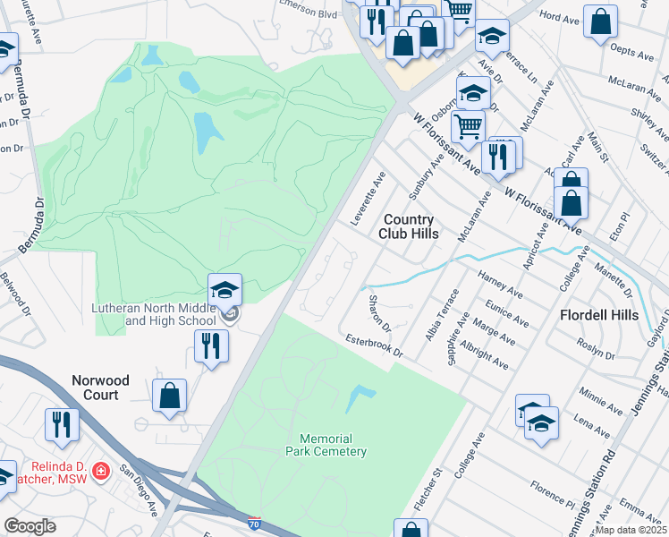 map of restaurants, bars, coffee shops, grocery stores, and more near 5700 Eagle Valley Drive in St. Louis