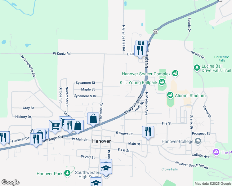 map of restaurants, bars, coffee shops, grocery stores, and more near 144 East Northwoods Court in Hanover