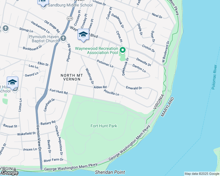 map of restaurants, bars, coffee shops, grocery stores, and more near 1117 Alden Road in Alexandria