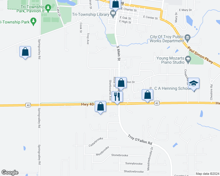 map of restaurants, bars, coffee shops, grocery stores, and more near 751 Sherbourne Avenue in Troy