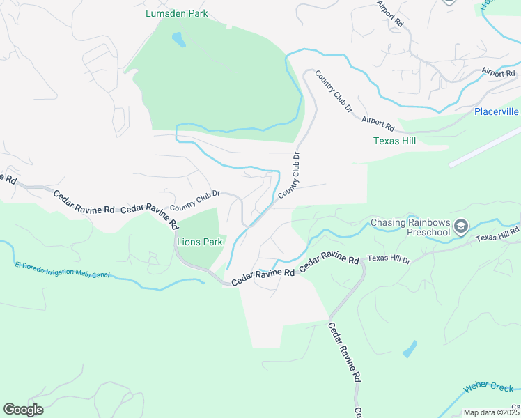 map of restaurants, bars, coffee shops, grocery stores, and more near 1587 Country Club Drive in Placerville