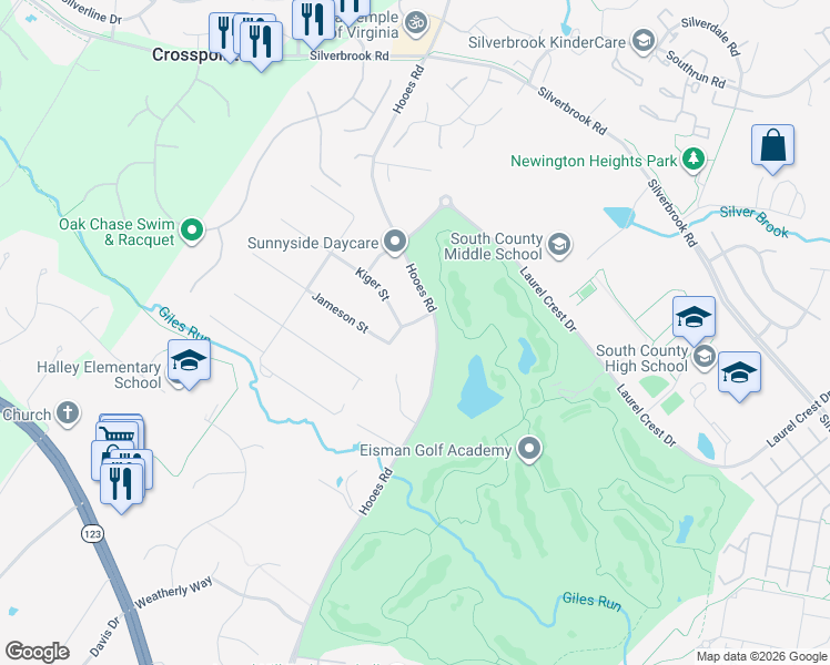 map of restaurants, bars, coffee shops, grocery stores, and more near 8807 Talbert Road in Lorton