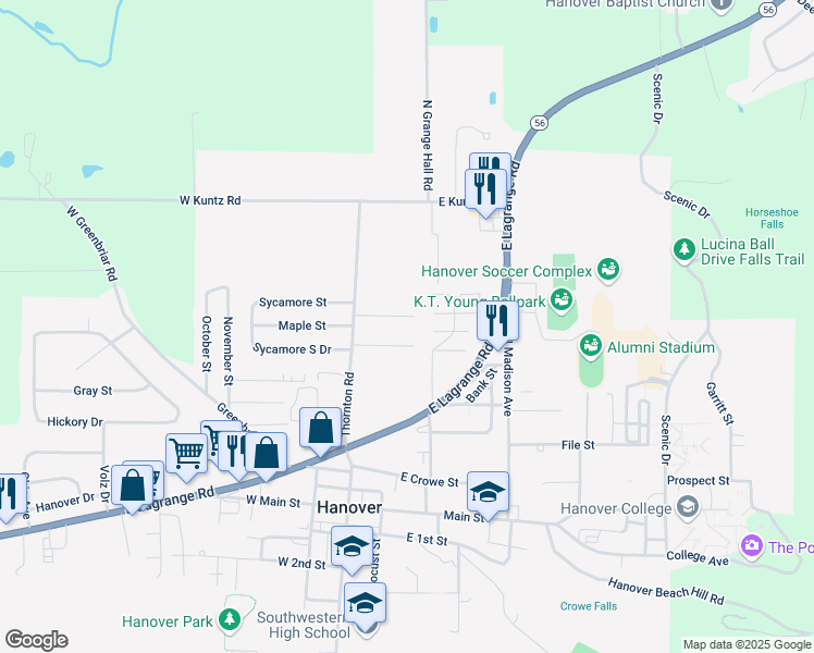 map of restaurants, bars, coffee shops, grocery stores, and more near 144 East Northwoods Court in Hanover