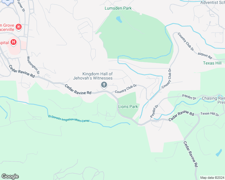 map of restaurants, bars, coffee shops, grocery stores, and more near 3607 Cedar Ravine Road in Placerville