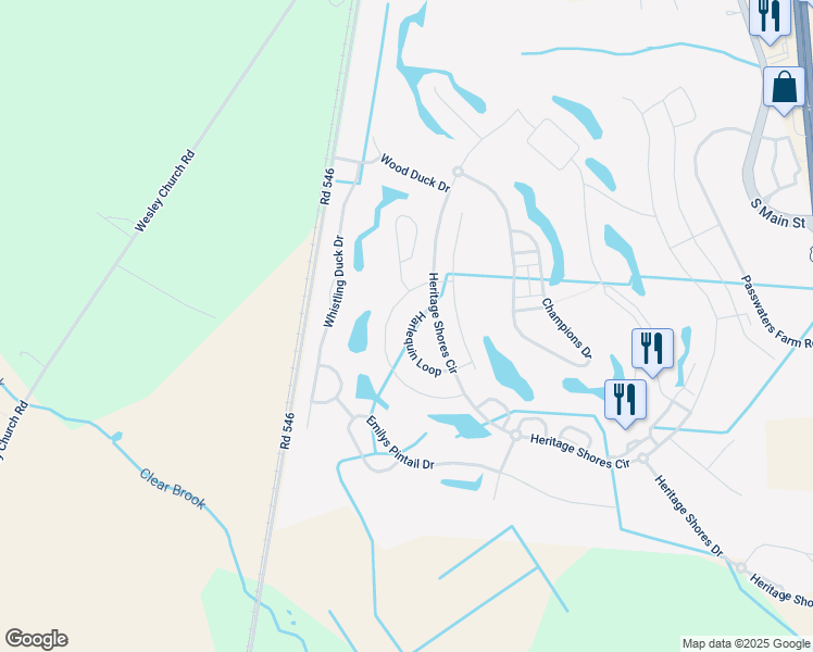 map of restaurants, bars, coffee shops, grocery stores, and more near 31 Harlequin Loop in Bridgeville