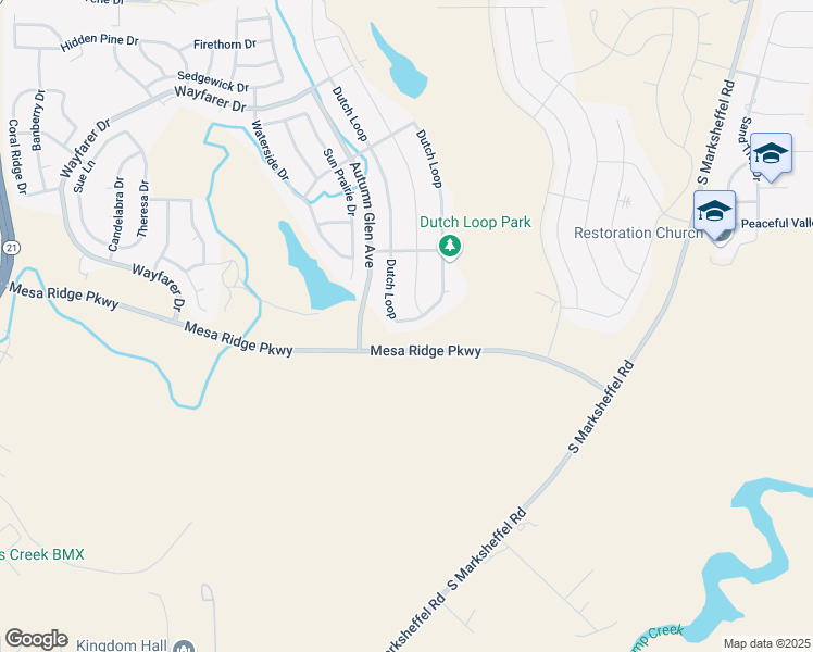 map of restaurants, bars, coffee shops, grocery stores, and more near 7734 Dutch Loop in Colorado Springs