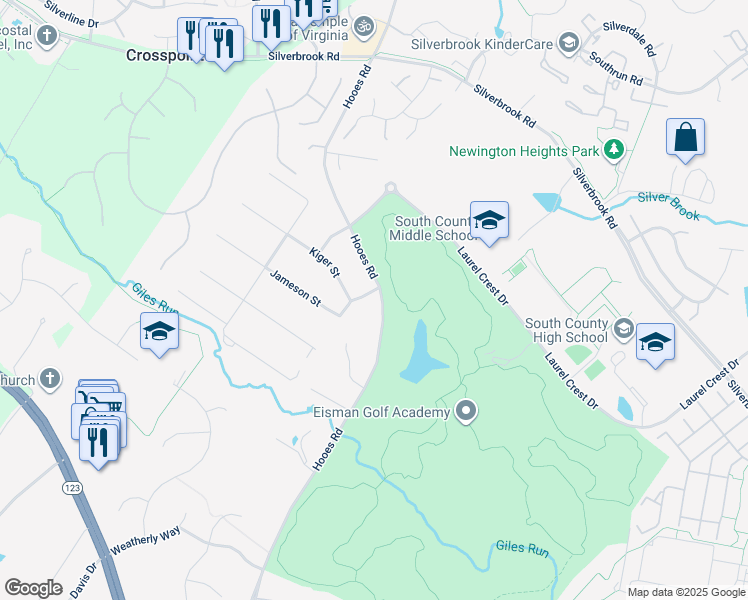 map of restaurants, bars, coffee shops, grocery stores, and more near 8801 Talbert Road in Lorton