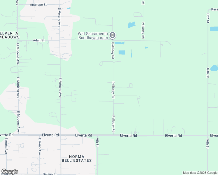 map of restaurants, bars, coffee shops, grocery stores, and more near 8301 Palladay Road in Elverta