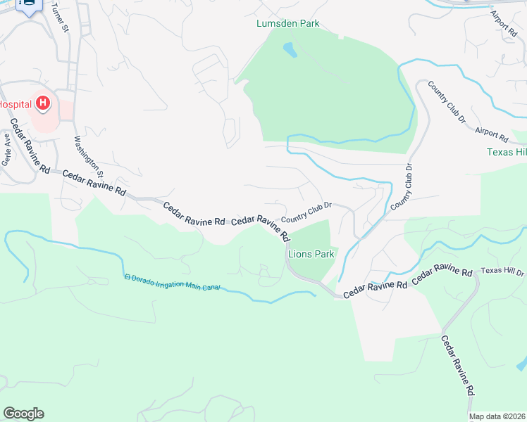 map of restaurants, bars, coffee shops, grocery stores, and more near 3588 Cedar Ravine Road in Kelsey