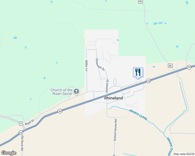 map of restaurants, bars, coffee shops, grocery stores, and more near 103 Hoffman Avenue in Rhineland