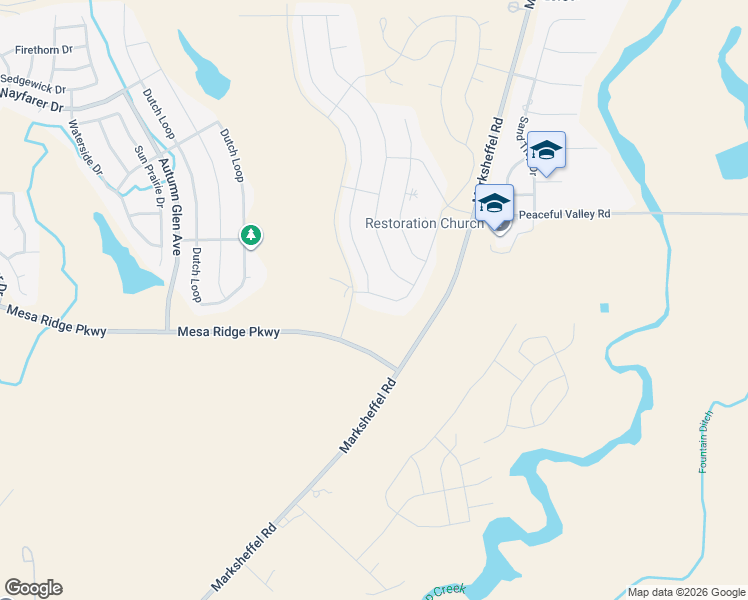map of restaurants, bars, coffee shops, grocery stores, and more near 8945 Pennycress Drive in Colorado Springs