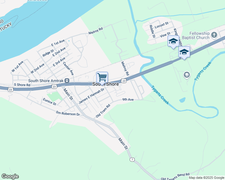 map of restaurants, bars, coffee shops, grocery stores, and more near 69 Narco Drive in South Shore