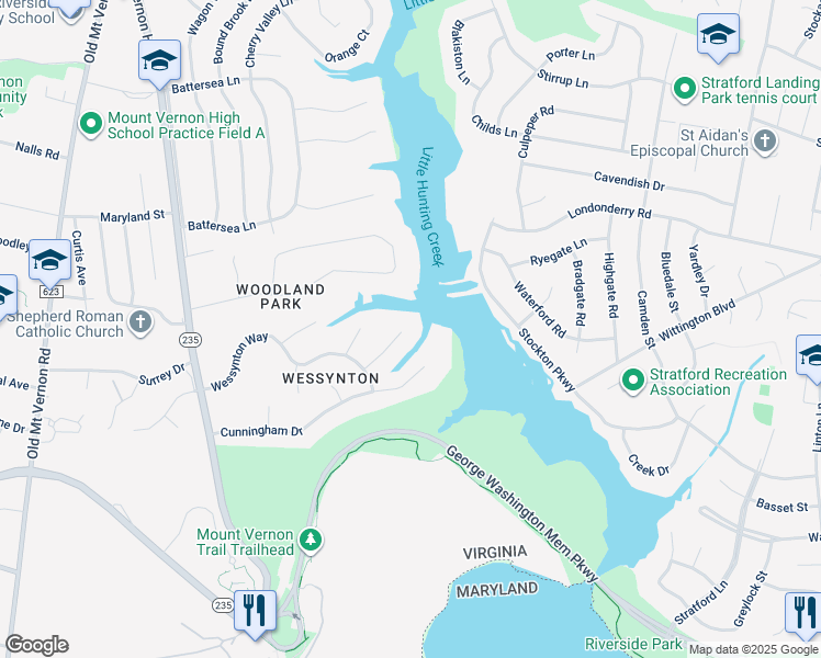 map of restaurants, bars, coffee shops, grocery stores, and more near 3001 Sevor Lane in Alexandria