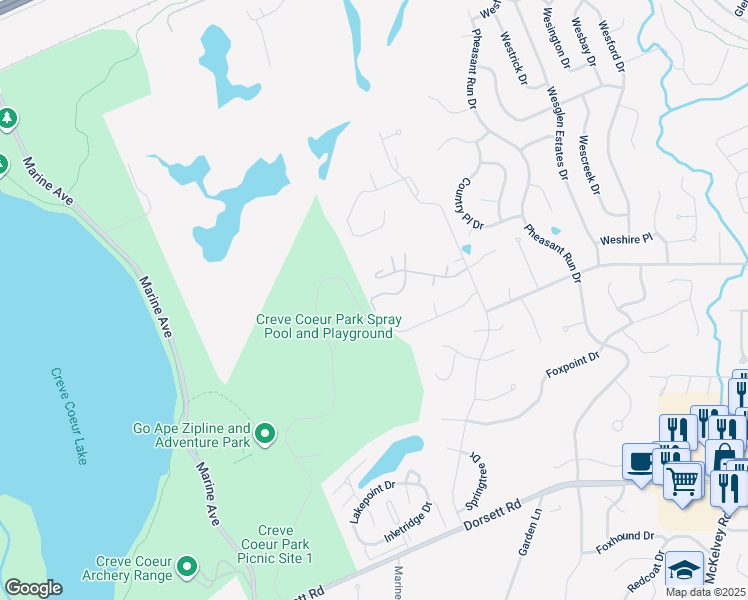 map of restaurants, bars, coffee shops, grocery stores, and more near 2212 Canyonlands Drive in Maryland Heights