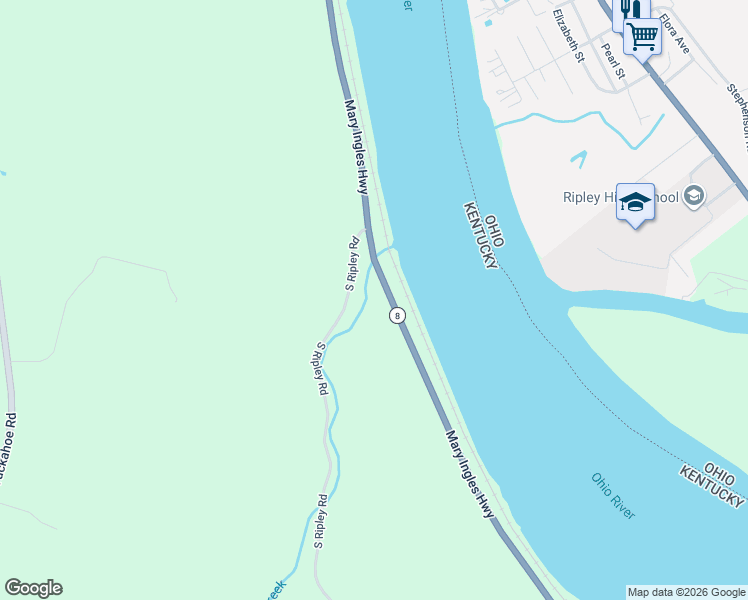 map of restaurants, bars, coffee shops, grocery stores, and more near 2234 Kentucky 8 in Maysville
