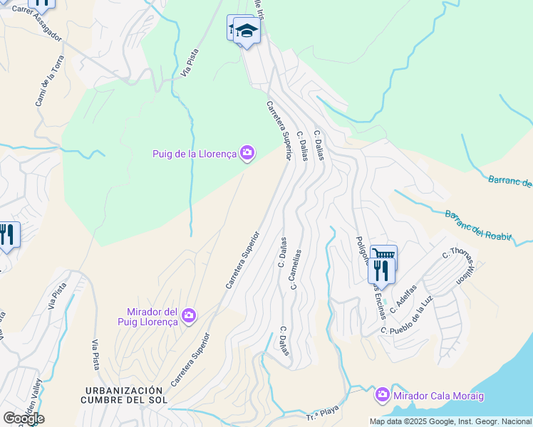 map of restaurants, bars, coffee shops, grocery stores, and more near 81 Carretera Superior in El Poble Nou de Benitatxell