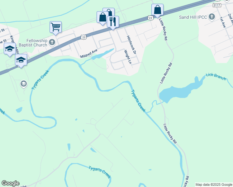 map of restaurants, bars, coffee shops, grocery stores, and more near Cr-1395 in South Shore