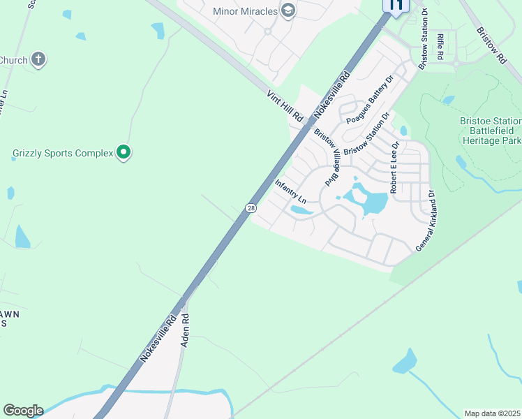map of restaurants, bars, coffee shops, grocery stores, and more near 10861 Catletts Station Court in Bristow