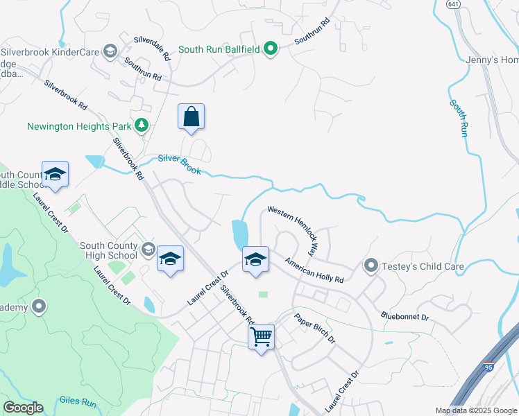 map of restaurants, bars, coffee shops, grocery stores, and more near 8848 Western Hemlock Way in Lorton