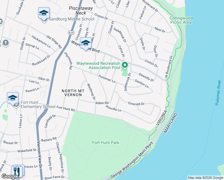 map of restaurants, bars, coffee shops, grocery stores, and more near 1106 Alden Road in Alexandria