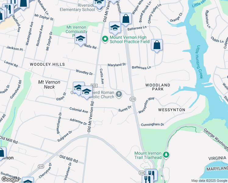 map of restaurants, bars, coffee shops, grocery stores, and more near 8714 Braddock Avenue in Alexandria