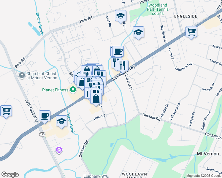 map of restaurants, bars, coffee shops, grocery stores, and more near 8729 Talbott Farm Drive in Alexandria