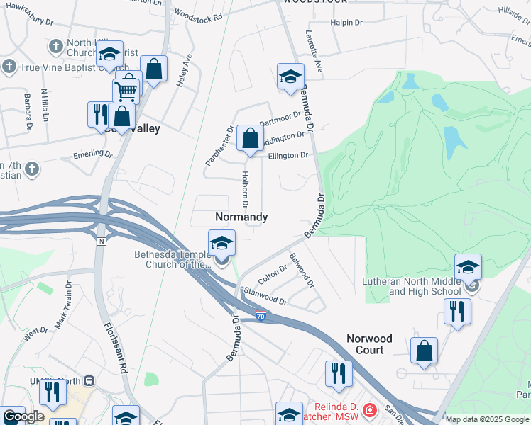 map of restaurants, bars, coffee shops, grocery stores, and more near 5526 Winchelsea Drive in St. Louis