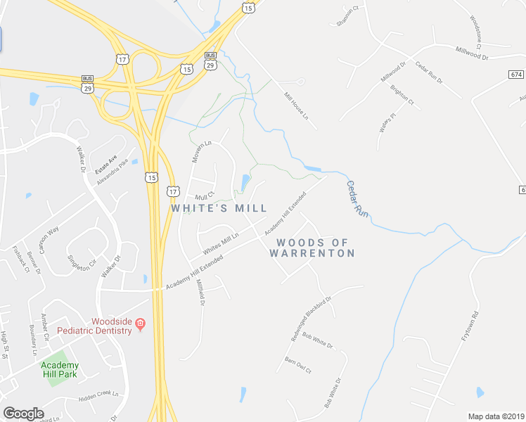 map of restaurants, bars, coffee shops, grocery stores, and more near 6424 Whites Mill Lane in Warrenton