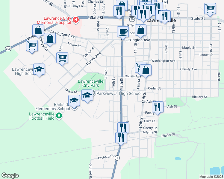 map of restaurants, bars, coffee shops, grocery stores, and more near 1600-1698 16th Street in Lawrenceville